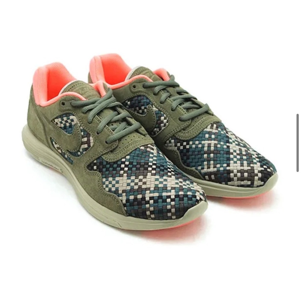 Nike Lunar Flow Woven Olive Green Bright Mango Mens Running Shoes 526636-300 12‎